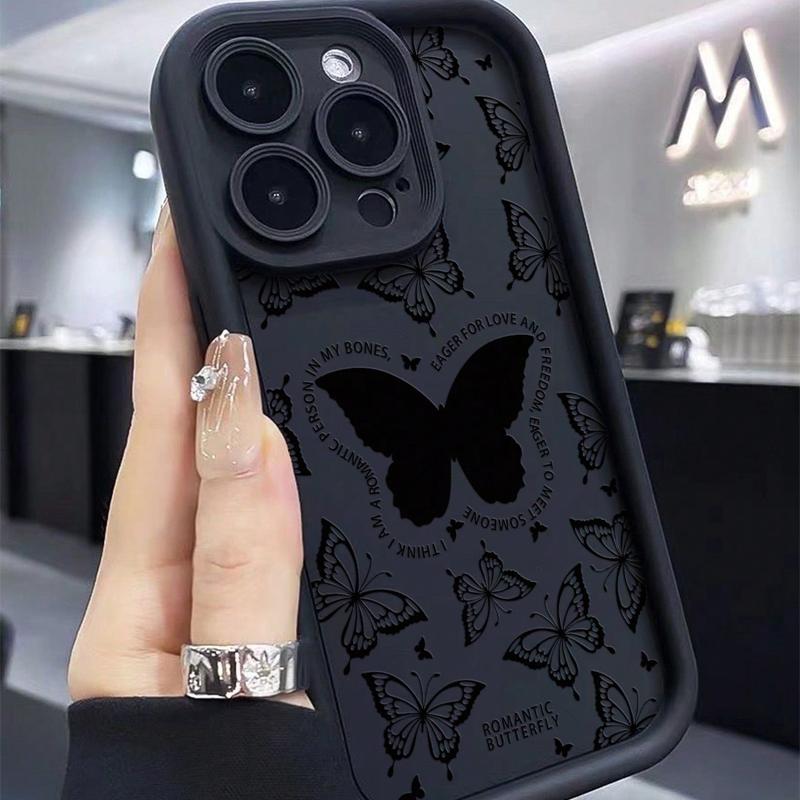 Butterfly Pattern Phone Case, Decorative Phone Protector Cover, Anti-drop Cellphone Protective Case, Shockproof Mobile Phone Accessories Smartphone Compatible with iPhone Series