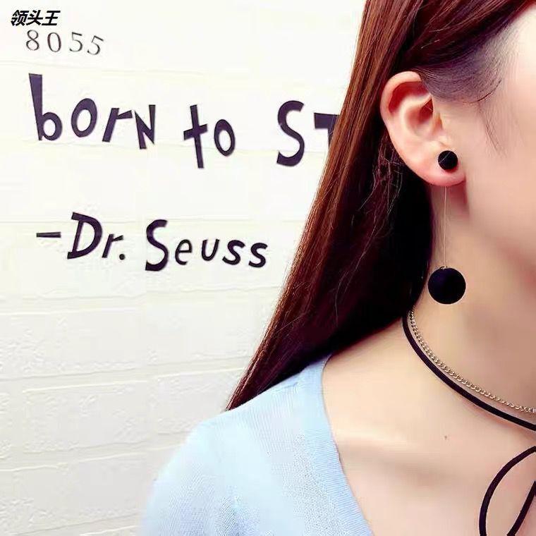 Casualfall and winter velvet ball long pendant fashionelegant earrings earrings new arrival black hair ball earrings