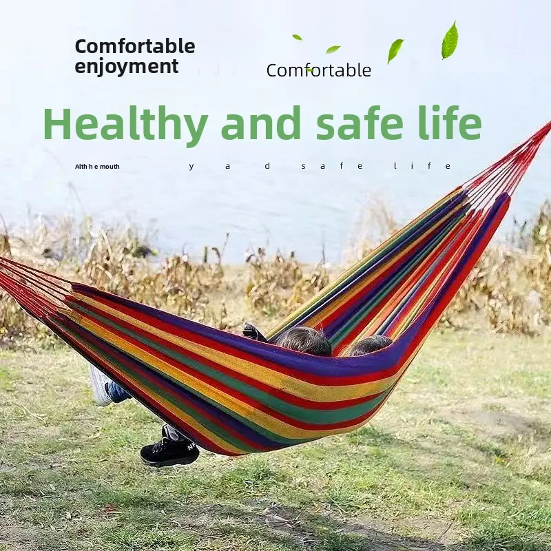 Hammock outdoor camping leisure canvas thickened anti-rollover duck bill buckle hammock travel supplies swing spot
