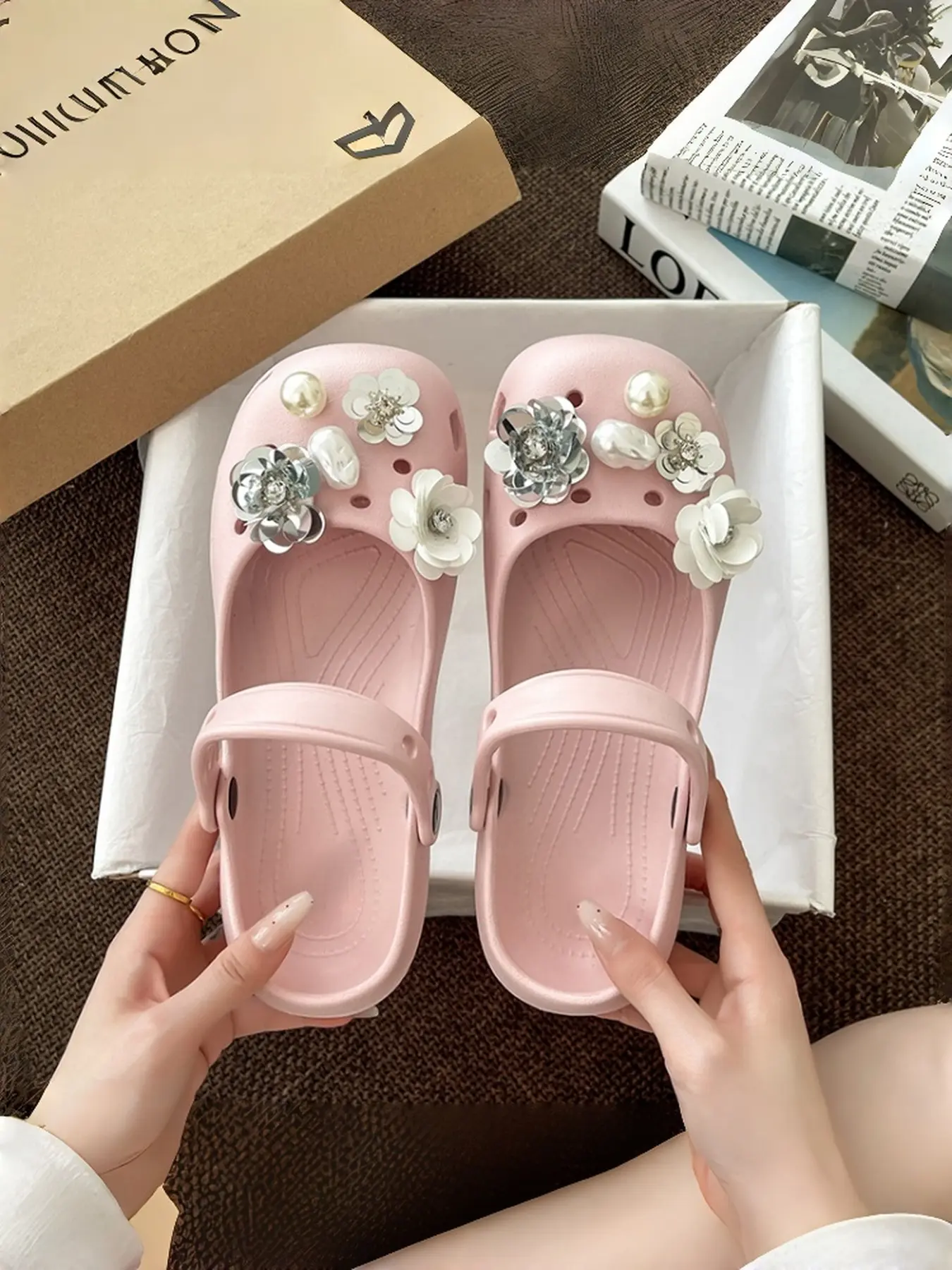 Womens Pink Mary Jane Clogs Roomy Toe Box Comfortable Fit For Afternoon Tea Dates Neighborhood Strolls