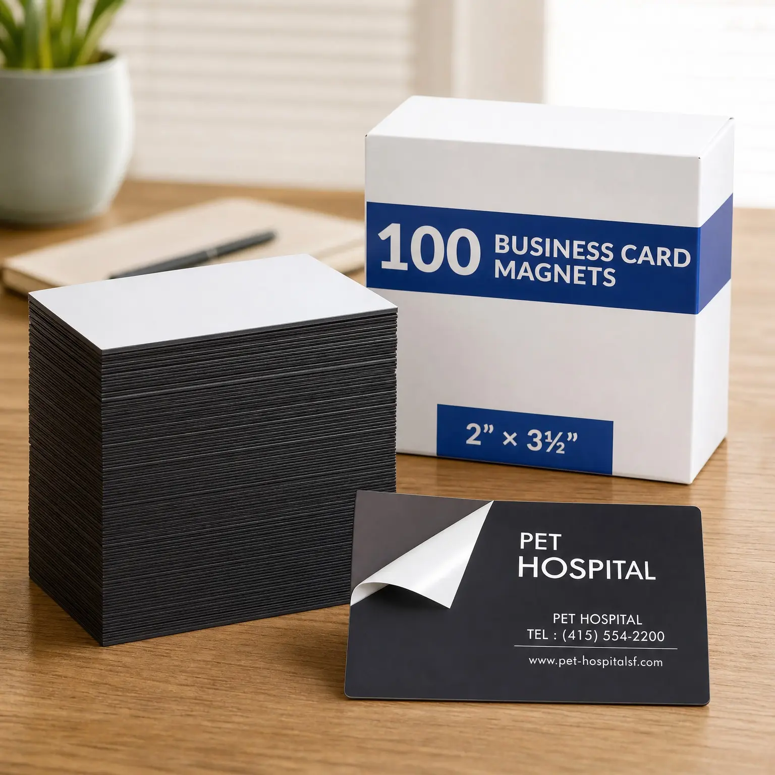 Business Card Magnets Pack of 100 | Peel and Stick Adhesive Magnet Sheets for Custom Magnetic Business Cards | Promotional Supplies for Small, Mid & Large Businesses