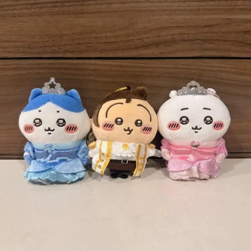Kawaii Ckw Prince Princess Plush Pendant Cute Usagi Hachiware with Crown Royal Outfit Plush Keychain for Fans & Bag Decoration
