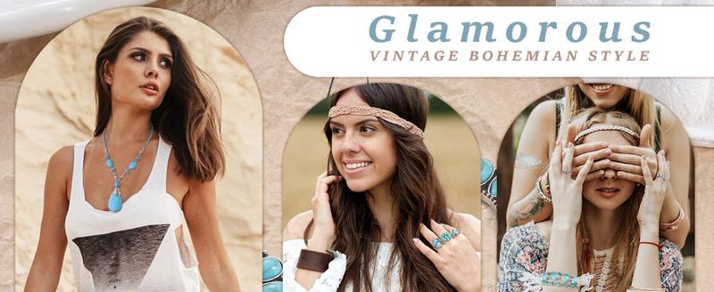 FUNRUN Boho Turquoise Jewelry Set - 14Pcs Dangle Earrings, Knuckle Rings, Wrap Bracelet, Layered Necklace & Sunflower Ring for Women