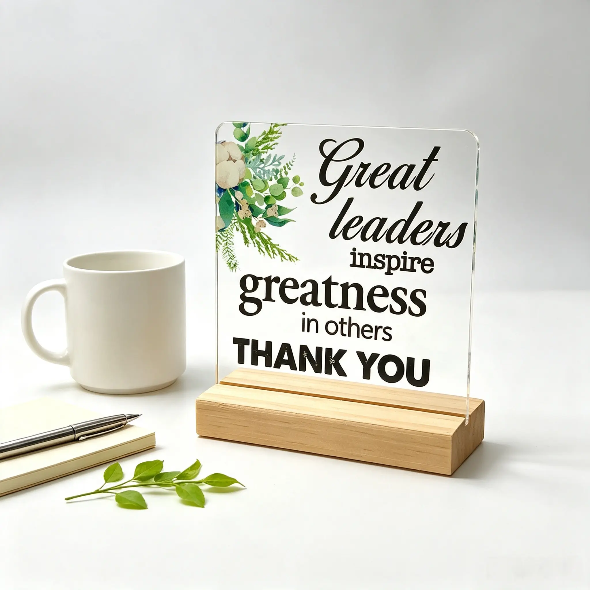2D Acrylic Thank You Sign, Inspirational Quote for Office Decor, Executive Gift, Birthday Retirement Present, Modern Acrylic Award