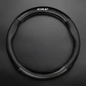 Hodna Crv Cr-V Logo Carbon Fiber Steering Wheel Cover, Breathable Sporty Design, Anti-Slip Wear-Resistant, All Season Universal Fit, Car Accessories