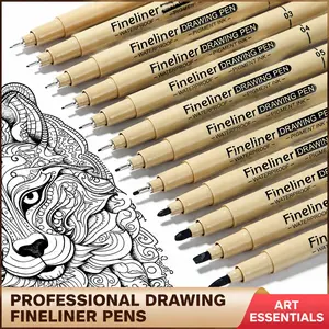 12-Piece Set Drawing Pens, Waterproof Non-Blotting Soft Tip Handwriting Pens, Art Outline Pencils, Ideal for Sketching and Signing