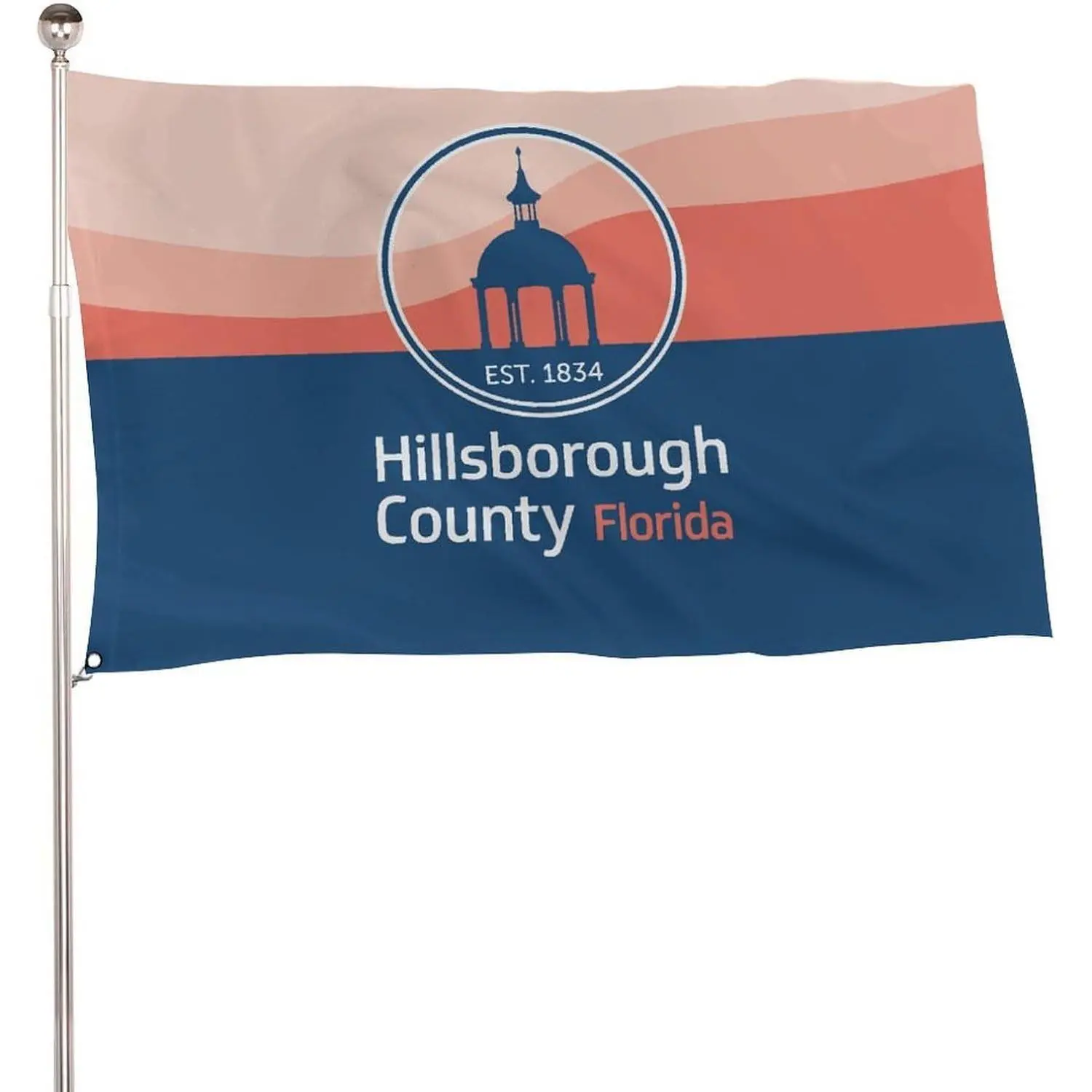 Hillsborough County Flag Banner - 5x3 Ft Standard Size, 115D Polyester, Lightweight, Double Stitched, Vibrant Print, Weatherproof Outdoor Flying Banners with 2 Metal Eyelets