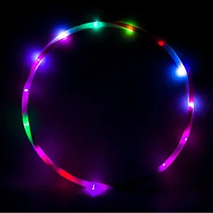 LED 7-Color Glowing Hula Hoop - 90cm Adjustable Light-Up Fitness Hoop for Home Workout, Dance