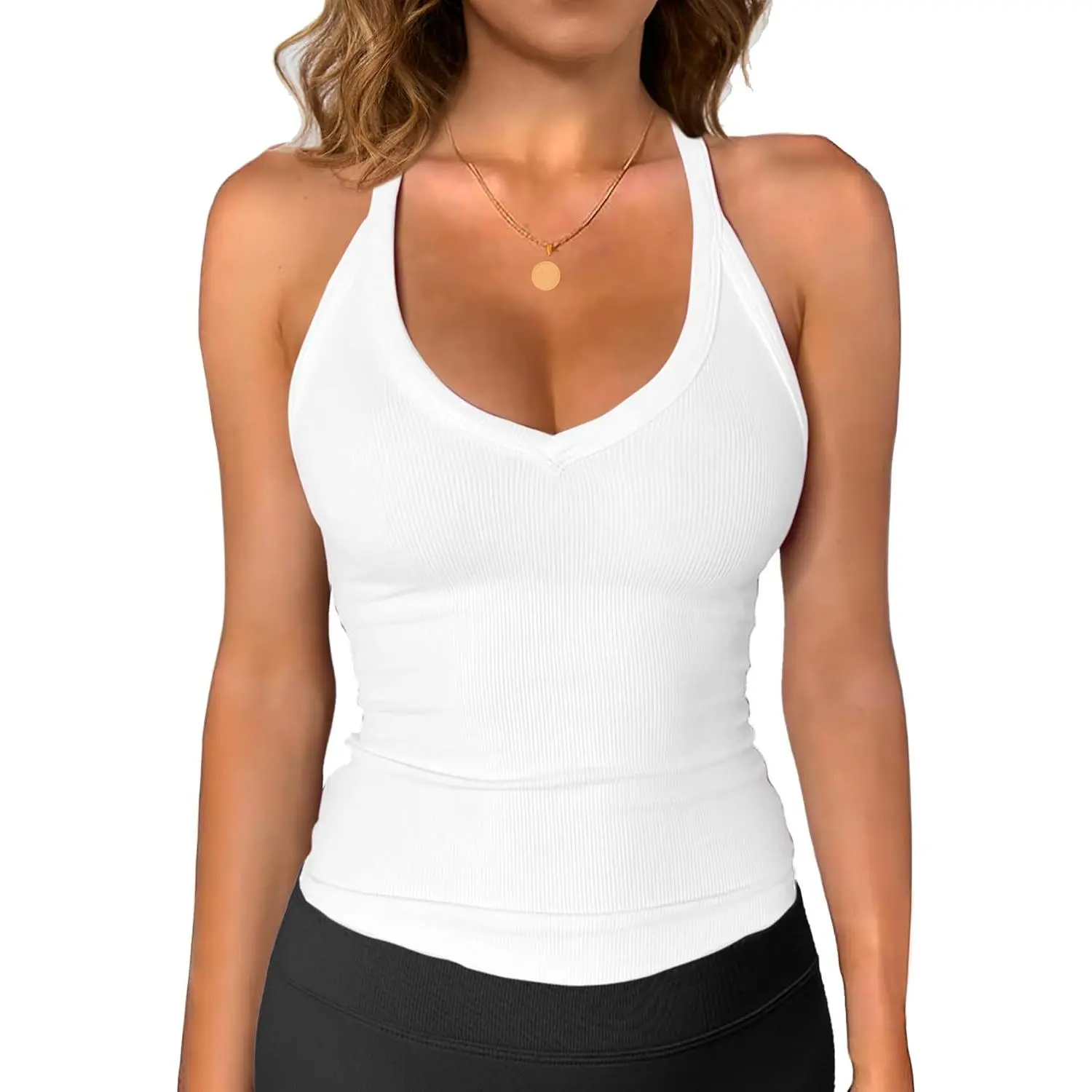 Summer goth clothes Summer goth clothes iGENJUN Womens Spaghetti Strap V-Neck Ribbed Tank Tops for Women 2026 Slim Fitted Soft Camisole Basic Layering Shirts