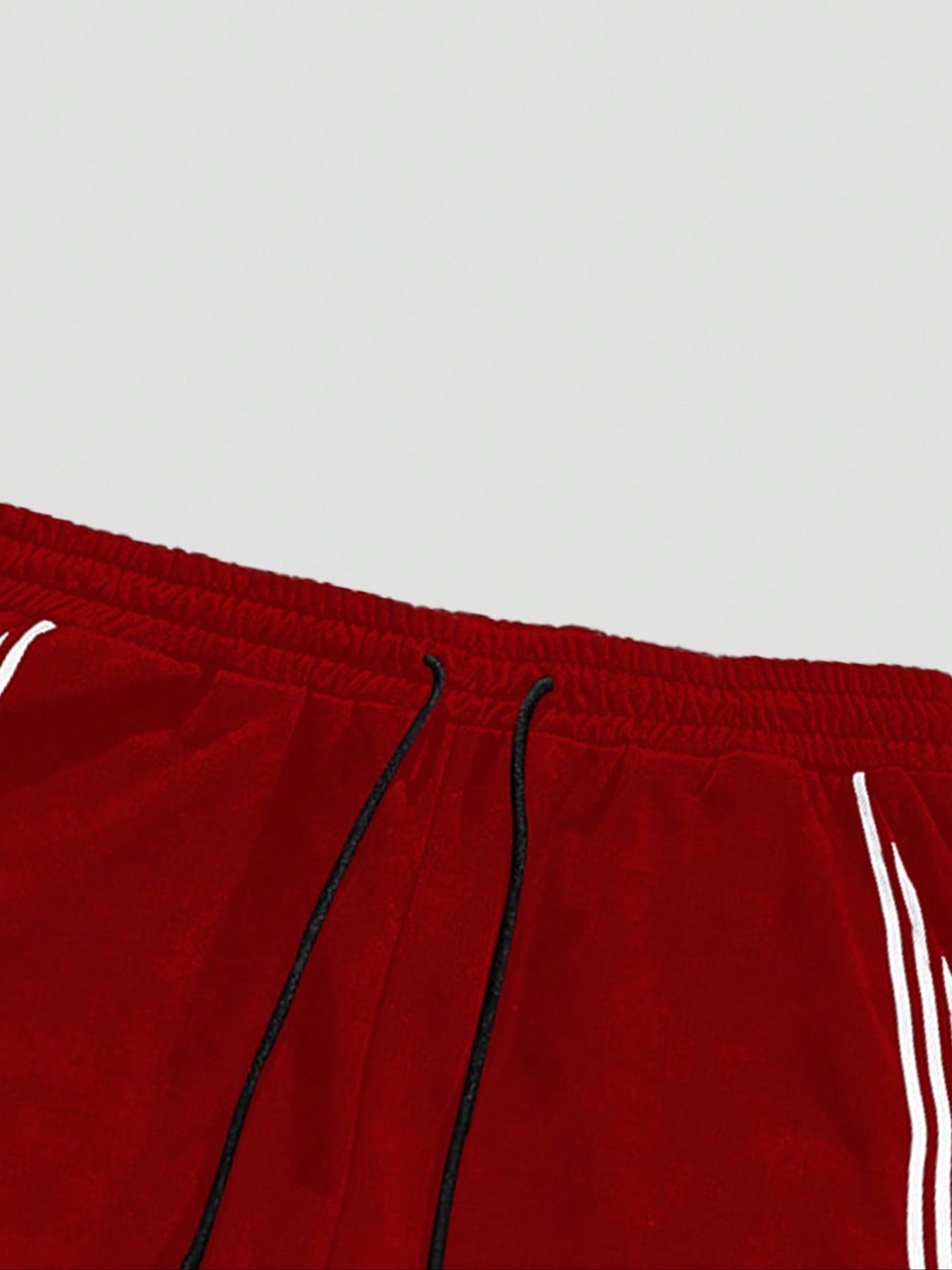 Men's Letter Print Short Sleeve Graphic Tee & Side Stripe Drawstring Waist Pants Two-piece Set, Regular Fit Round Neck T-shirt & Pocket Trousers, Casual Fashion Cozy Breathable Men Outfits for Spring & Fall