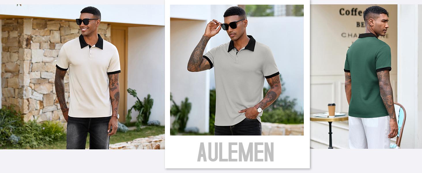 Men's Golf Polo Shirts Short Sleeve Casual Moisture Wicking Breathable Tees Summer Collared Shirt Stylish Tops