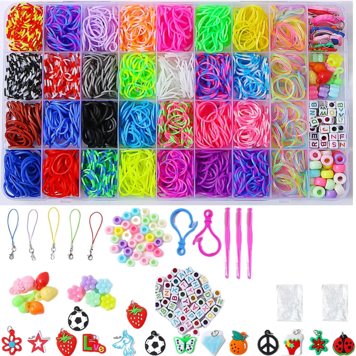 JIYAKO 2500+ Rubber Band Bracelet Kit, Loom Bracelet Making Kit for , Rubber Bands Refill Loom Set, Loom Bands Kit,Friendship Bracelet Birthday  Kits