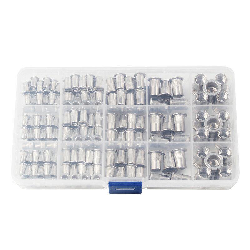 Threaded Insert Nut Set, M3/M4/M5/M6/M8 Threaded Nut Set, Stainless Steel Rivet Nut Assortment Kit
