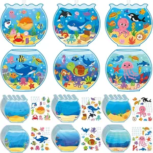 48 Packs Summer Craft Kits Make Your Own Fish Tank Stickers DIY Ocean Animals Craft Under the Sea Stickers for Summer Art Activities Party Favors Rewards Giftsfidget toys