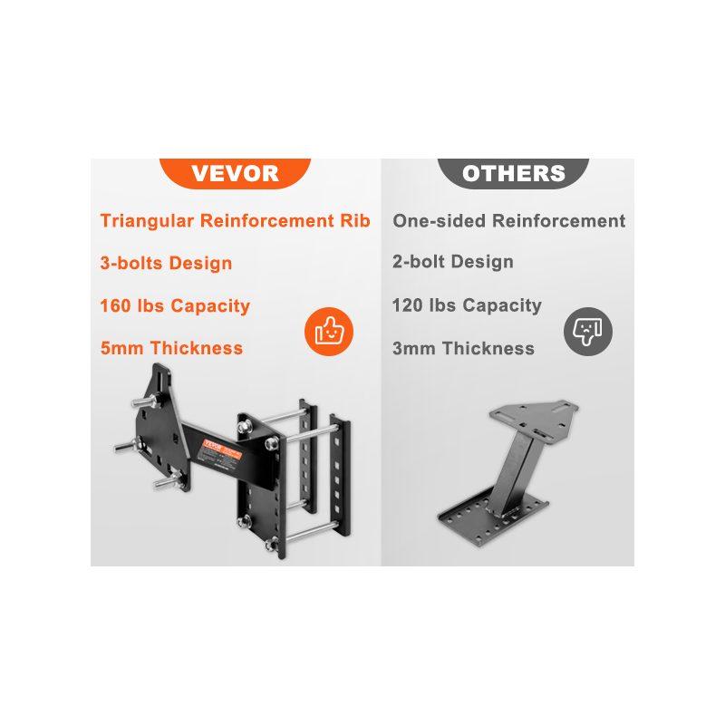 VEVOR Spare Tire Carrier, Trailer Spare Tire Mount, 160 lbs Capacity, Utility Trailer Accessories Fits Most 4 5 6 8 Lugs Wheels on 4, 4.25, 4.5, 4.75, 5, 5.5, 6, 6.5 Bolt Patterns