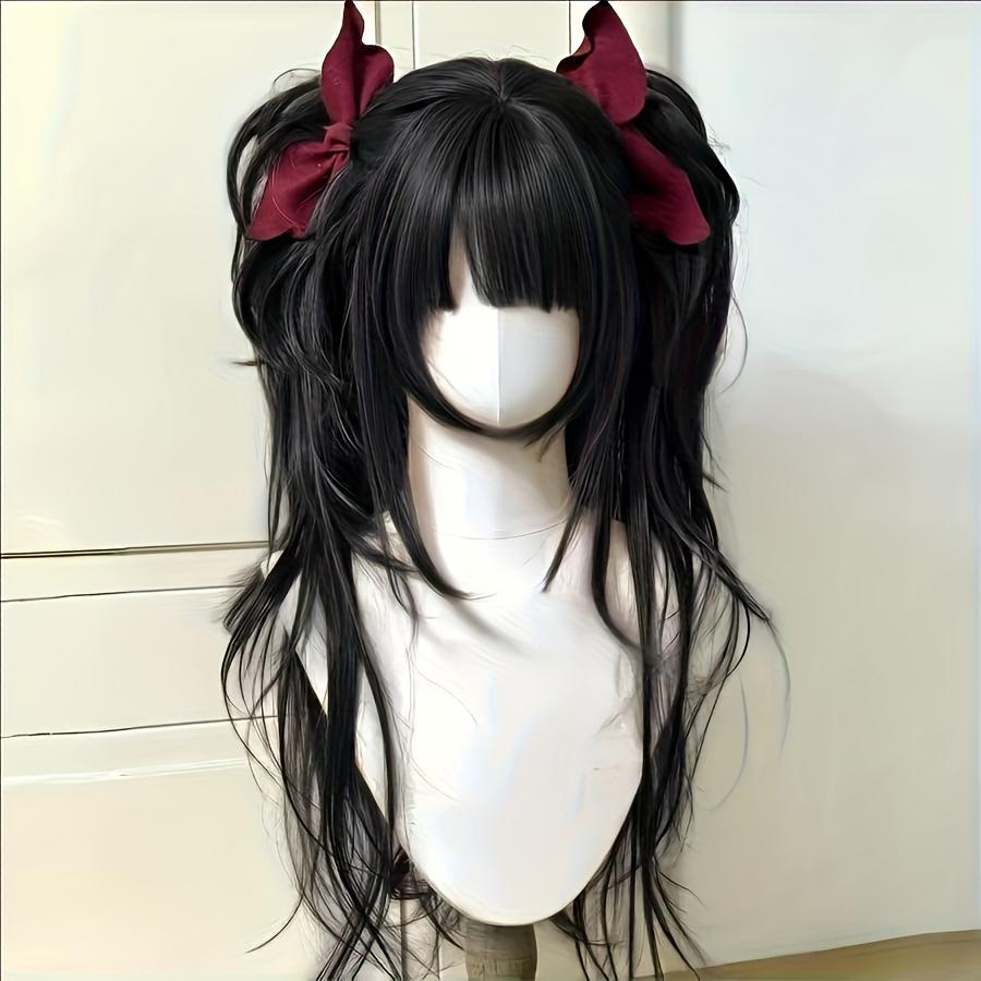 Lolita style hairstyle high-level double ponytail headgear cosplay wig woman cute anime wig long curly hair for Halloween