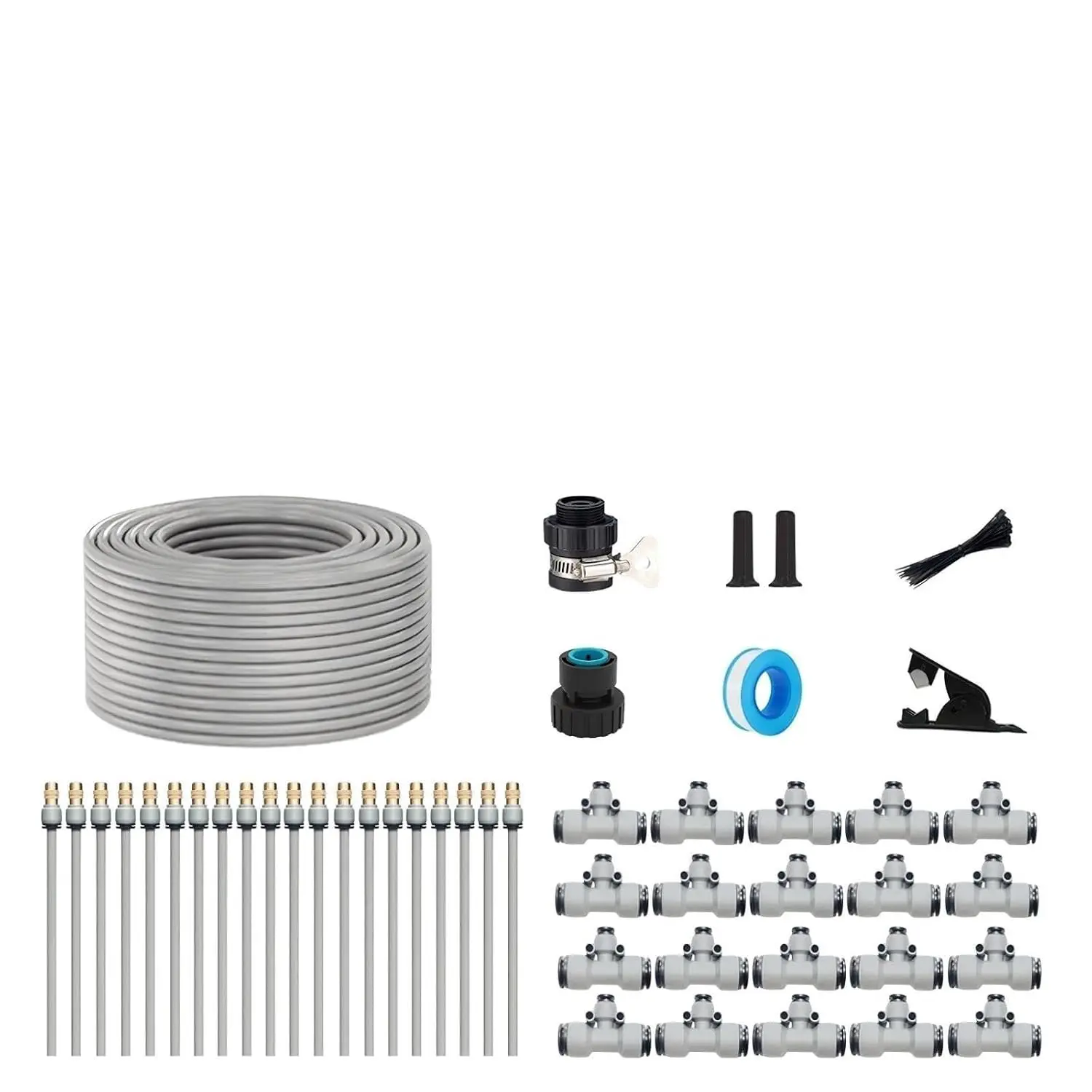 49FT Drip Irrigation Kits,Quick Connector Automatic Irrigation System,with Replaceable Bending Dropper,atomizing Copper Nozzle for Watering System for Garden  Lawn Patio. (15M+12Nozzles)