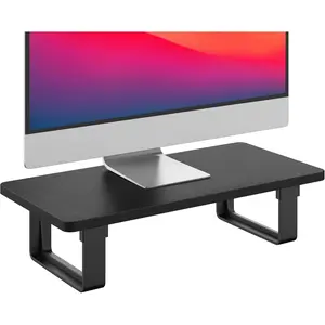Monitor Stand Riser with 50 LB Capacity, Stable Wood Computer Monitor Stand for Desk Organizers, Computer Riser Monitor Shelf for PC Laptop Notebook Printer Computer iMac, 1-Step Installation, Black