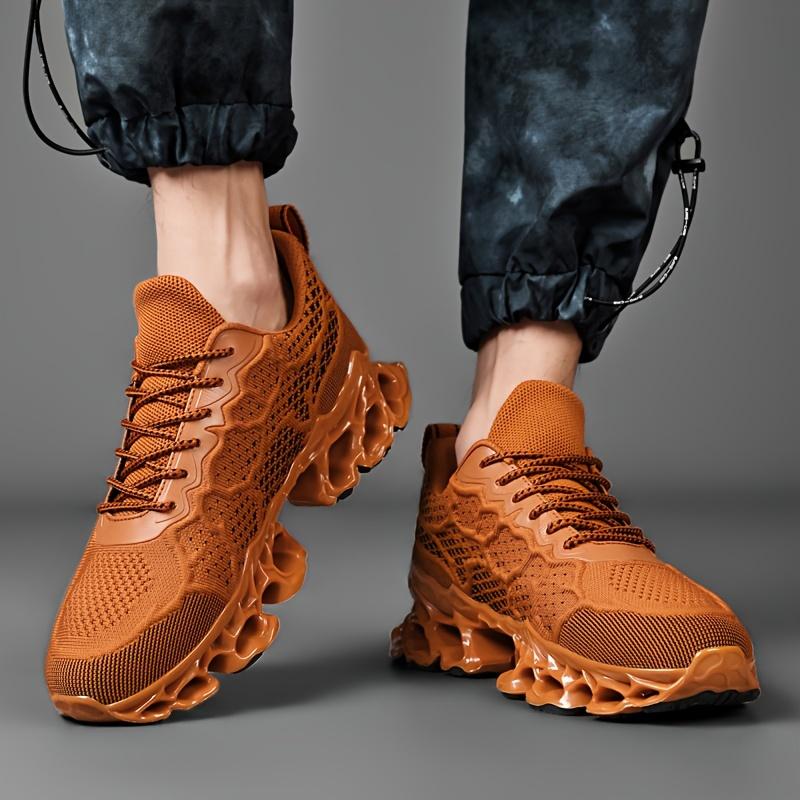[Vibrant Sneakers] Lightweight Breathable Men's Knitted Sneakers|     Vibrant Orange Casual Shoes for Jogging, Tennis, Gym & Spring Summer - Secure Laceup Closure, Comfortable Fabric Upper, Durable Construction