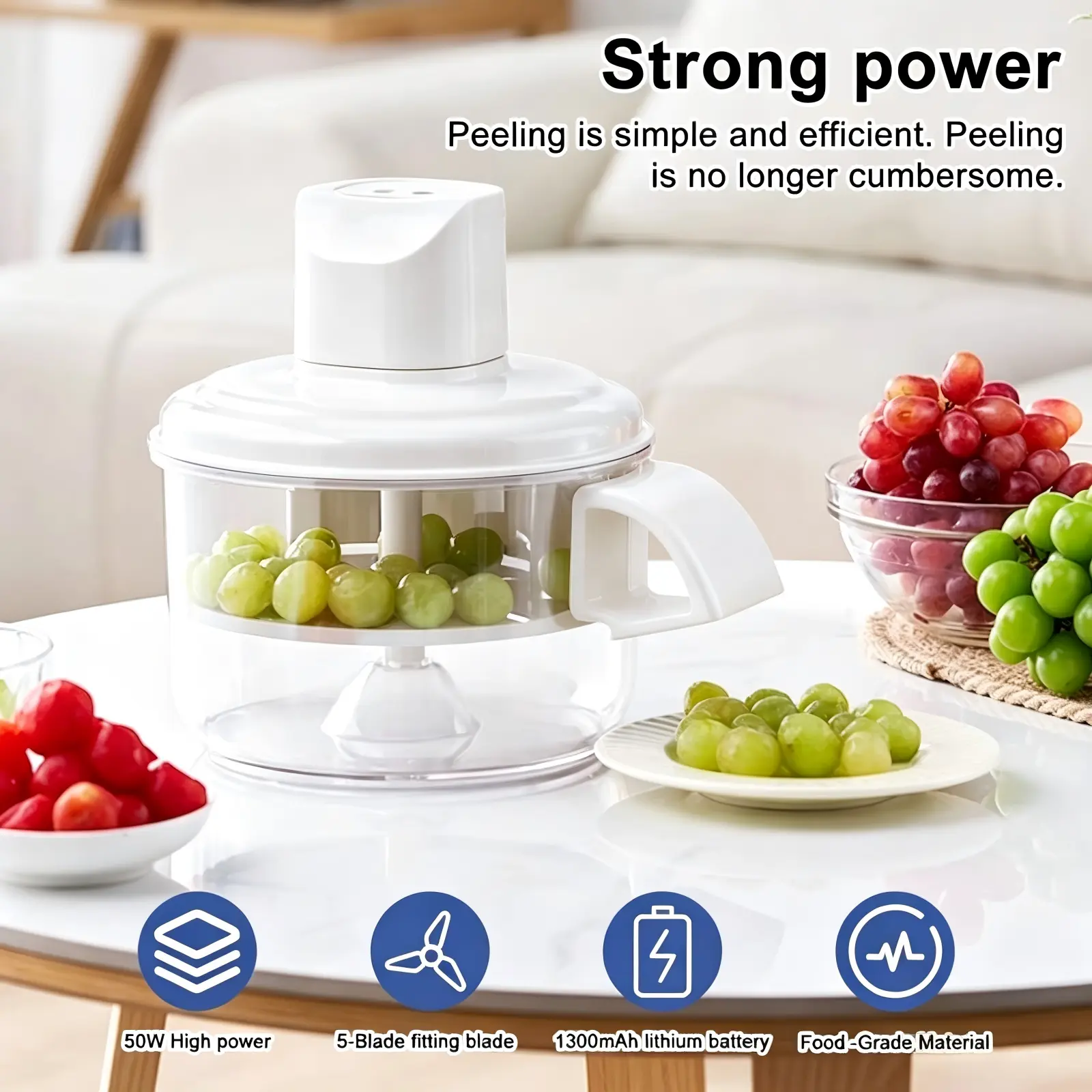 Smart Wireless Rechargeable Automatic Fruit Peeler Mini Electric Grape Garlic Peeling Machine Multi Function Portable Kitchen Gadget For Household Small Commercial Kitche