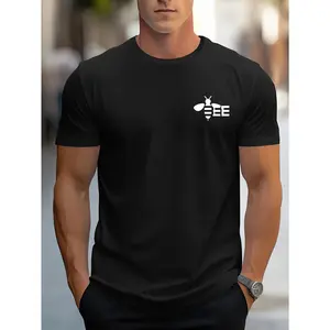 180g[100%cotton]Summer Fashion Casual Bee EE Letter Round Neck T-Shirt