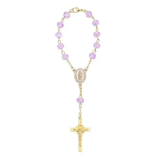 Crystal Beaded Car Rosary Hanging Charm with Stainless Steel Cross Pendant, Spiritual Faith Reminder for Car Interior Decor