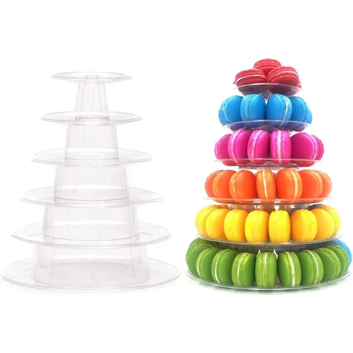 6 Tier Macaron Display Tower Stand - Dessert Display Rack for Parties Weddings Birthdays Events