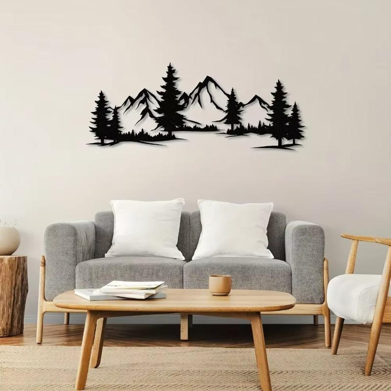 Mountain & Tree Pattern Wall Art, Rustic Forest & Mountain Wall Decor, Artistic Nature Wall Decor for Home Living Room Bedroom Farmhouse, Gift