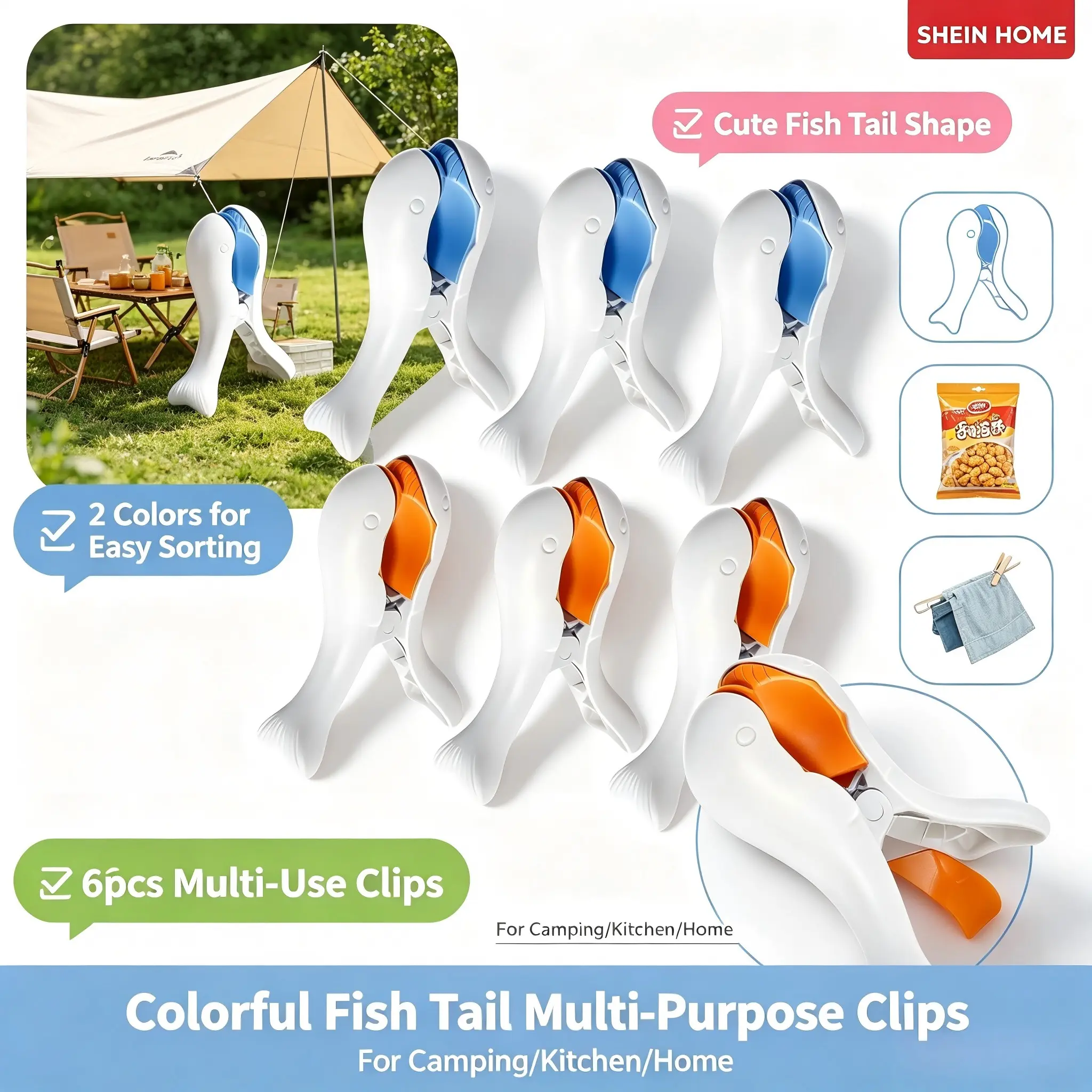 6-Pack Beach Towel Clips, Pool Chair Clips, Reinforced Plastic Clothes Pins, Windproof Laundry Clips, Secure Hanging Accessories