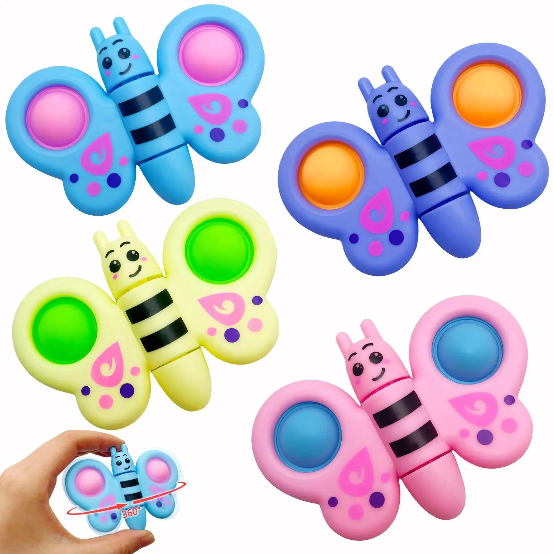 5-20Pcs Plastic Butterfly Decompression Gyro Stress Relief Sensory Toys, Boys/Girls Birthday Party Favors, Pinata Fillers, Plastic Toy