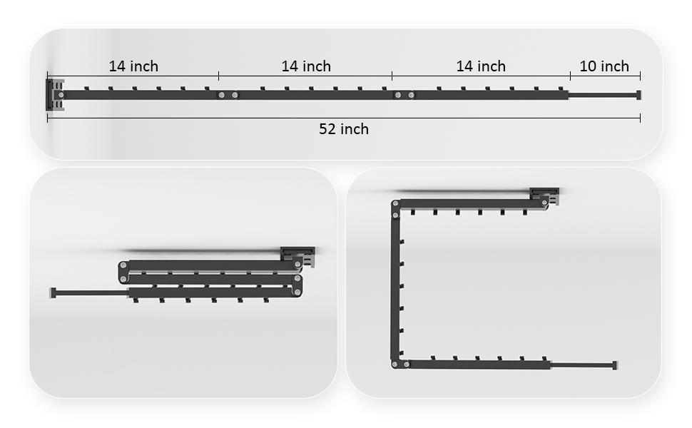 Clothes Rack, Wall-Mounted Clothes Rack, Foldable, Extendable, Foldable (J-Hook)
