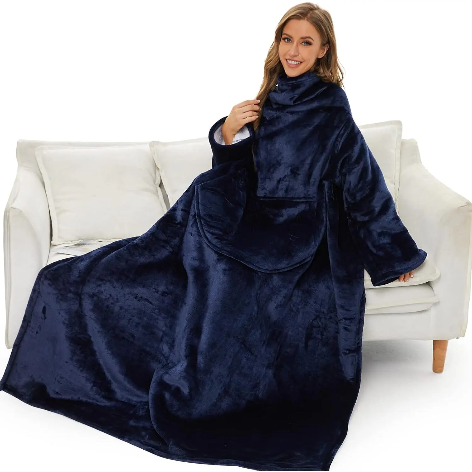 Sherpa Wearable Blanket with Sleeves for Adults, Super Soft, Warm Cozy Plush Sleeved Throw Blankets with Arms