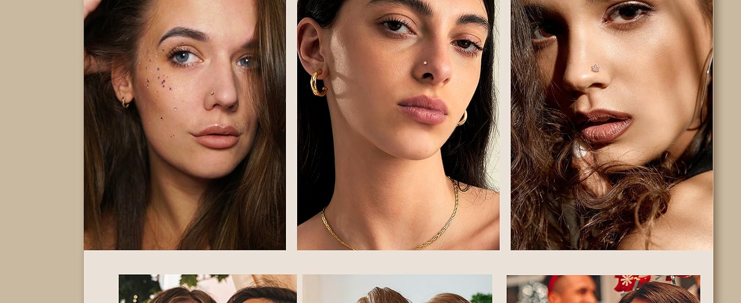 Charm Cute Summer Glow Dainty Nose Piercing Jewelry 20G L-Shaped Corkscrew Studs with Pink CZ Opal, Heart/Star/Butterfly/Moon Charms Charm Cute Summer Glow Dainty Nose Piercing Jewelry 20G L-Shaped Corkscrew Studs with Pink CZ Opal, Heart/Star/Butterfly/Moon Charms