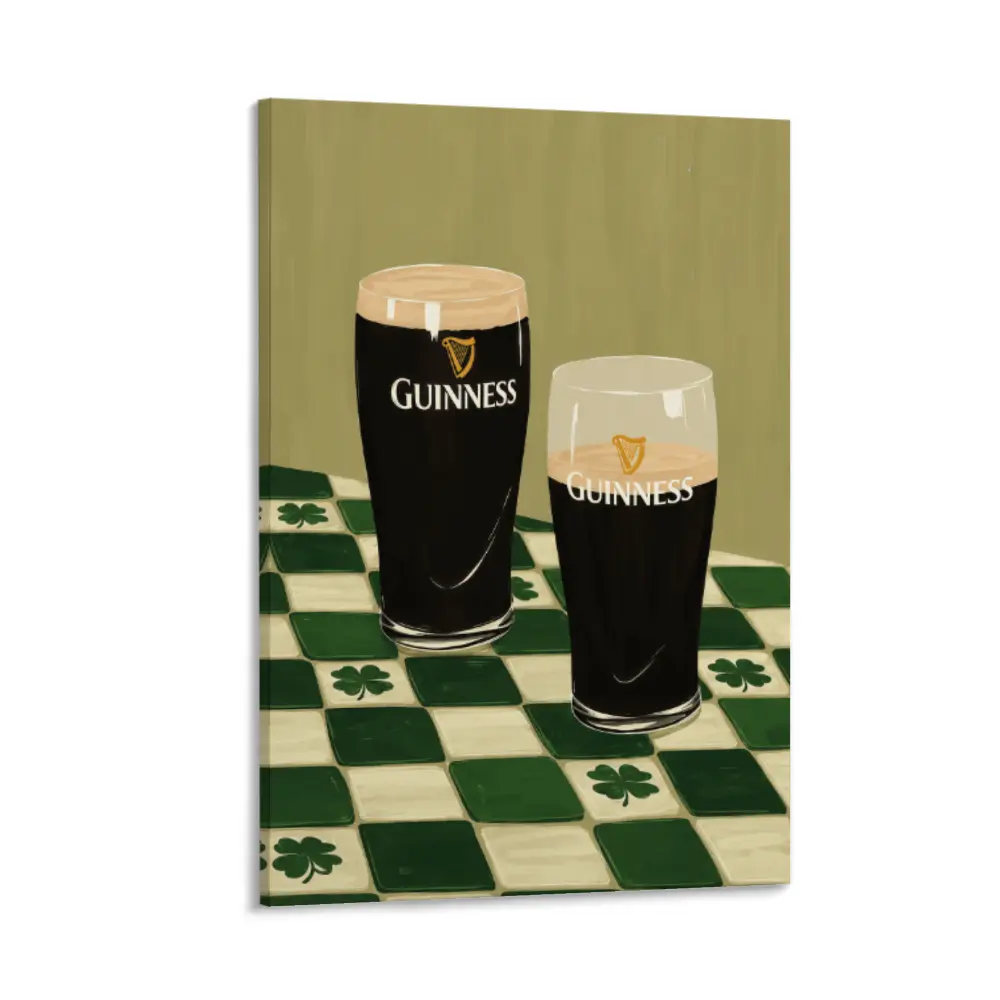 Guinness Art Print - Irish Beer Poster, Fade-Resistant Multi-Size Wall Decoration for Home Bar, Dublin Drinks Themed Artistic Graphic with Strong Visual Impact, Quote-Infused Canvas for Bar Cart solid wood frame waterproof design