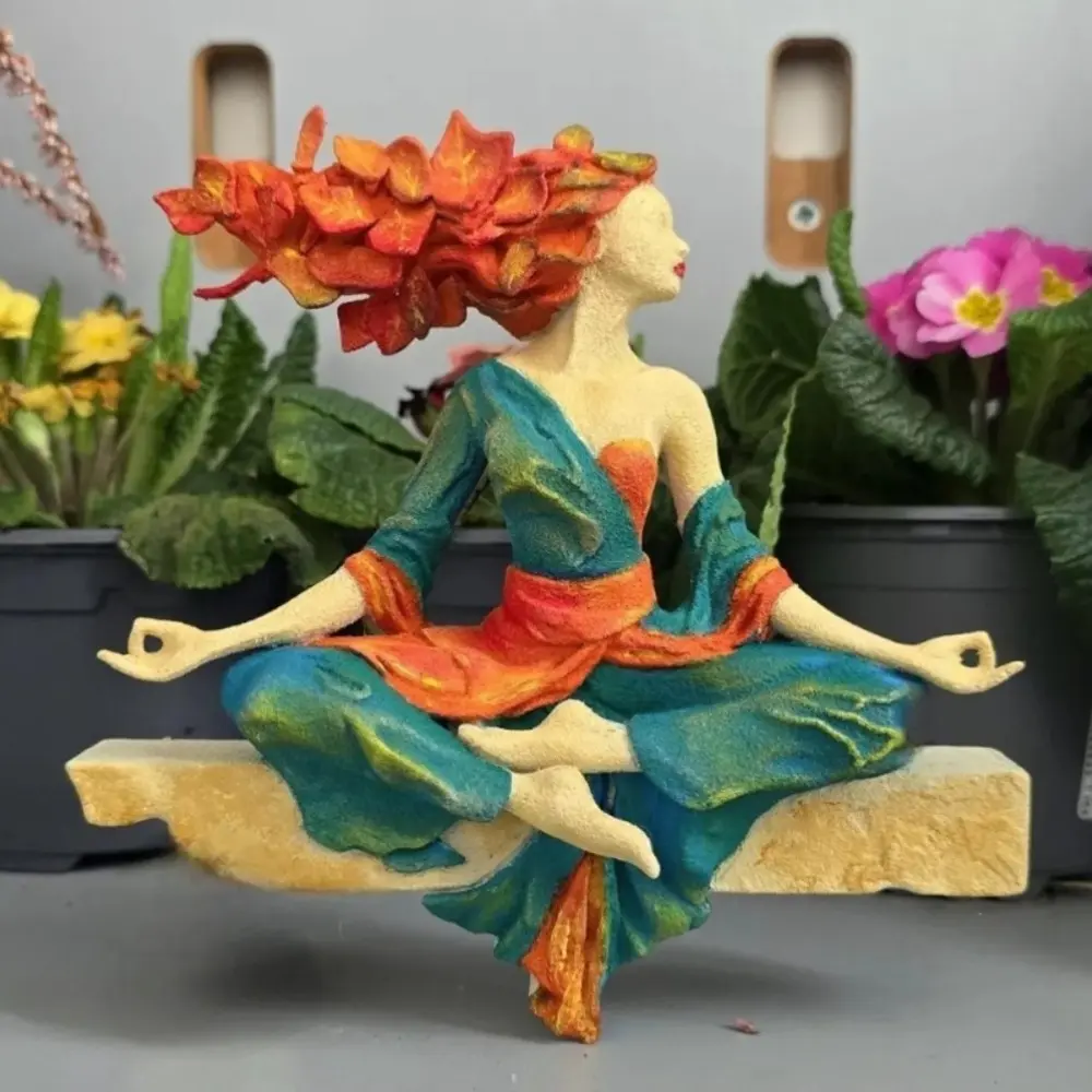 Meditating Goddess Resin Sculpture — Natural Yoga Female Statue & Bohemian-Inspired Home Decor. Perfect for Living Rooms, Bedrooms, and Zen Spaces; an Ideal Gift for Yoga Enthusiasts.