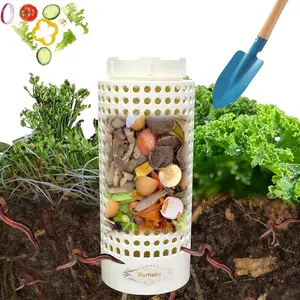 Garden Mini Vermicomposting Bin for Outdoor Gardening, Process Kitchen Food Waste, With Holes and Lid, White, Size 10.2x4.3x4.3IN