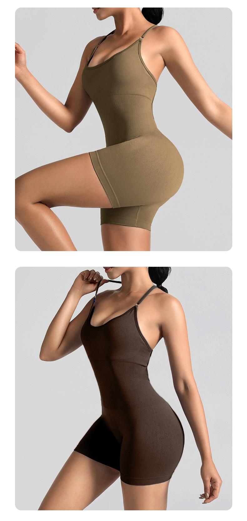 Women's Seamless High Stretch Halter Jumpsuit |   Crisscross Back Tight Fit 3/4 Length Workout Jumpsuit for Yoga Gym Cycling