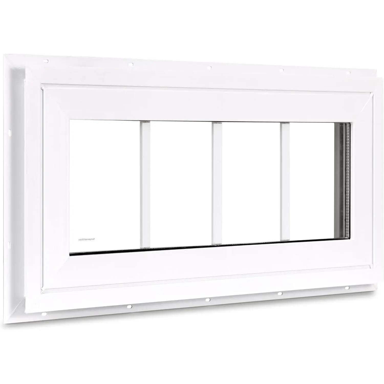 10-in Vinyl PVC Transom Window, White Double Pane Fixed Window with Grids & Tempered Glass for House, Above Doors (23-in Size, Home Improvement Building Supply), Transom Windows