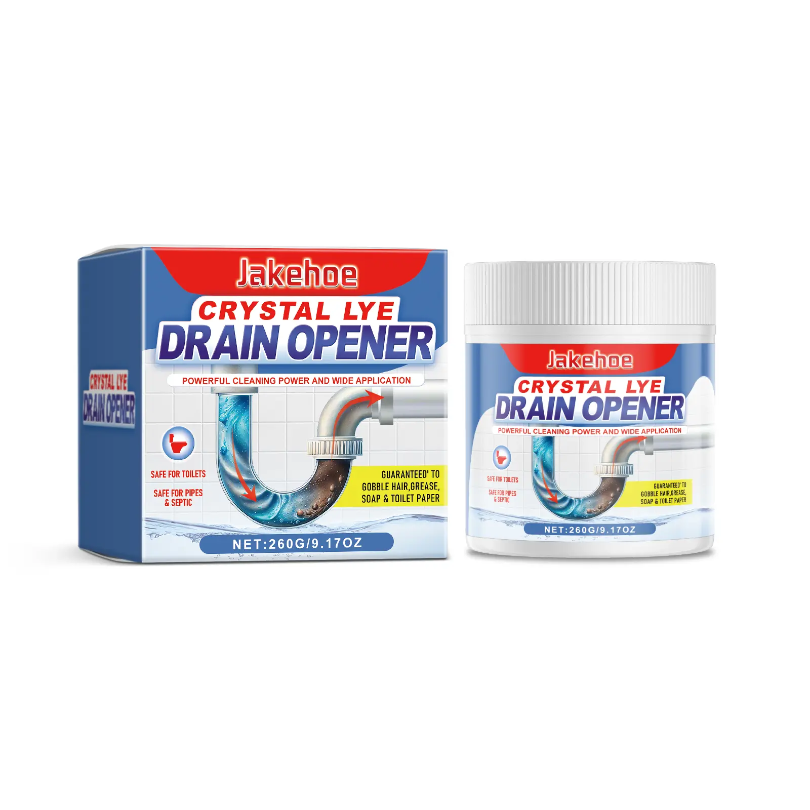 Jakehoe household items Powerful Drain Cleaner Powder Kitchen Sink Toilet Drain Unblocker Dissolve Blockage Grease Deodorize Remove Buildup Prevent Bacteria Infestation Safe for Pipes Fast-Acting Multi-Clog dredging agent and Unclogger