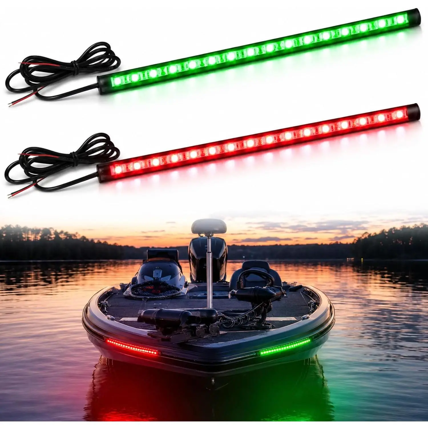 LED Boat Navigation Lights - Green & Red Bow Lights, IP67 Waterproof for Pontoon, Kayak, Yacht, Night Fishing & Deck Use, Boat Lights