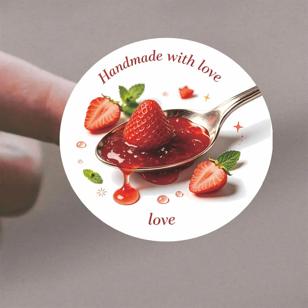 72 Round Heart Stickers, Self-Adhesive Labels for Homemade Jam, Jars, Bottles, Food Gift Packaging, Farm Market, Kitchen Containers
