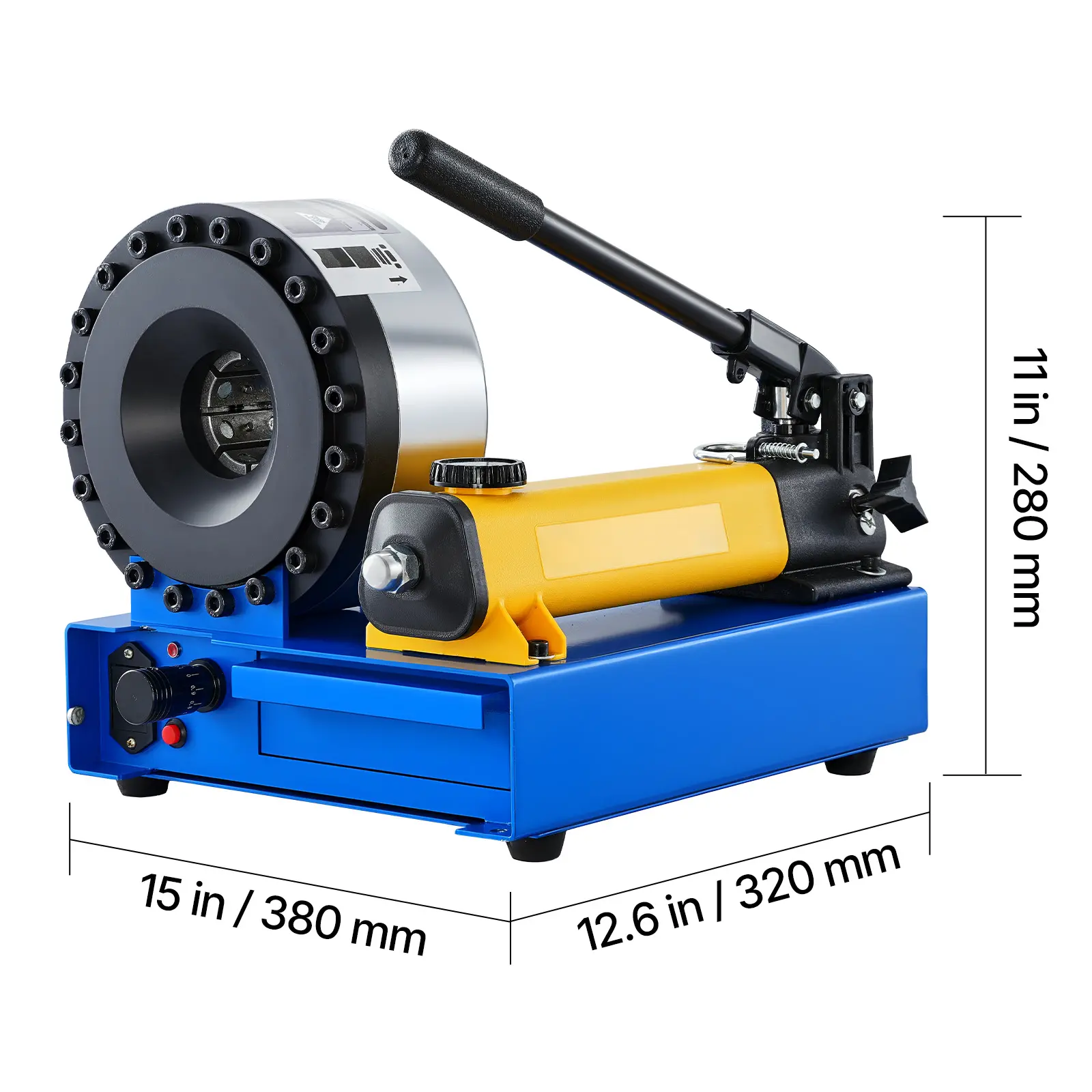 High Pressure Hydraulic Hose Crimper, Manual Hose Crimping Tool with 8 Dies & 0.24"-1.1" Crimping Range, Suitable for Low & High-Pressure Oil Pipes, Gas/Water/Auto AC Hoses & Cable Joints