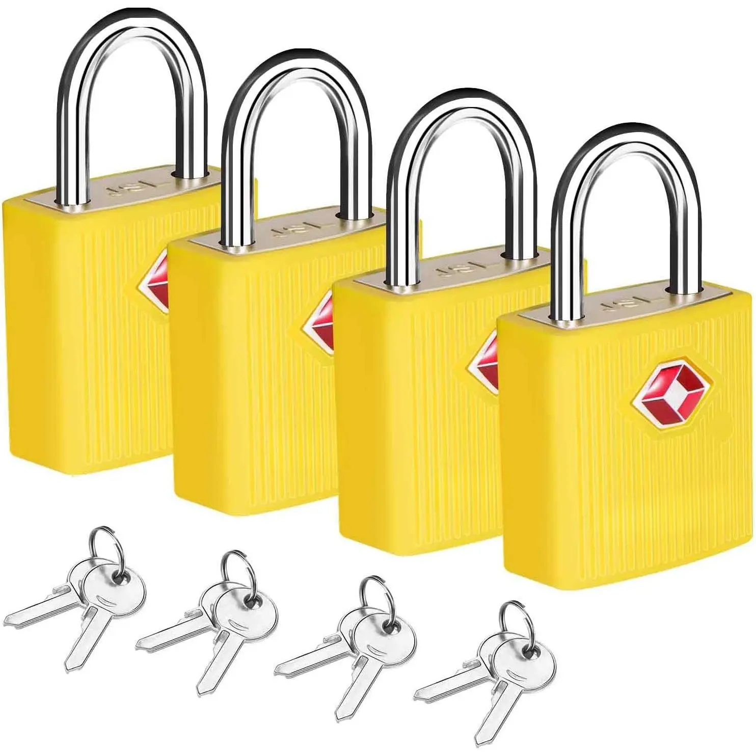 4 Pack TSA Approved Luggage Locks with , Travel Padlock, Zinc Alloy  Keyed Lock, TSA Outdoor Metal Lock for Lockers, Bags, Backpack, Gym, Gate-Yellow