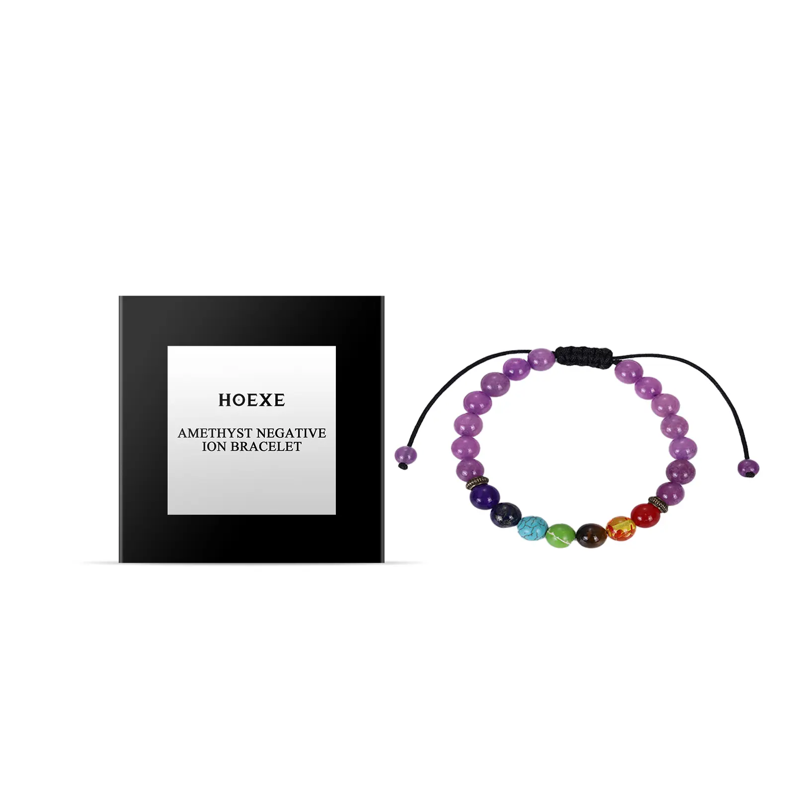 Hoexe Amethyst Bracelet with Resin Beads & Crystal Charm - Simple Look Unisex Fashion Accessory, Gift Ready with Relaxing Effect (Turquoise, Pink Crystal Options)