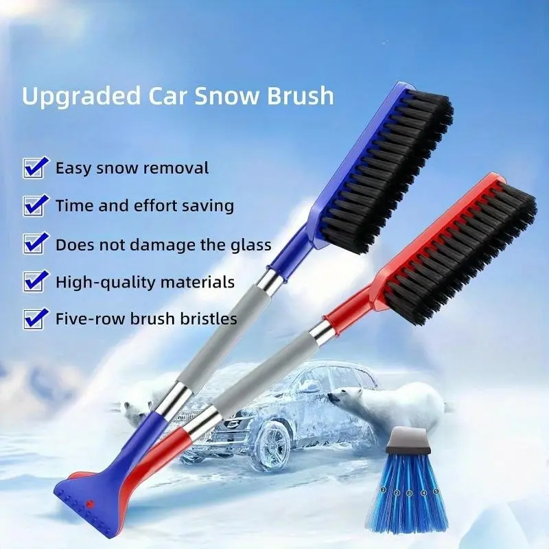 1pc car snow remover with ergonomic foam handle and detachable ice chisel head, winter snow clearing tool, non-slip grip, all-in-one snow brush and shovel, suitable for cars and driveways, comfortable and safe to use, snow scraper, roof snow removal tool.