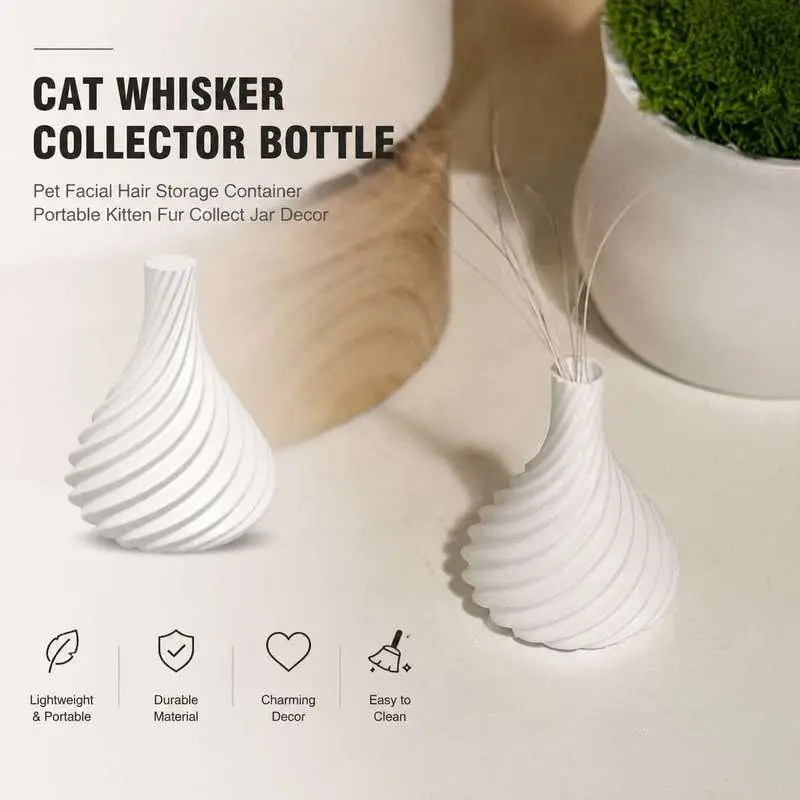 Cat Whisker Collector Bottle Pet Facial Hair Storage Container Portable Kitten Fur Collect Jar Decor