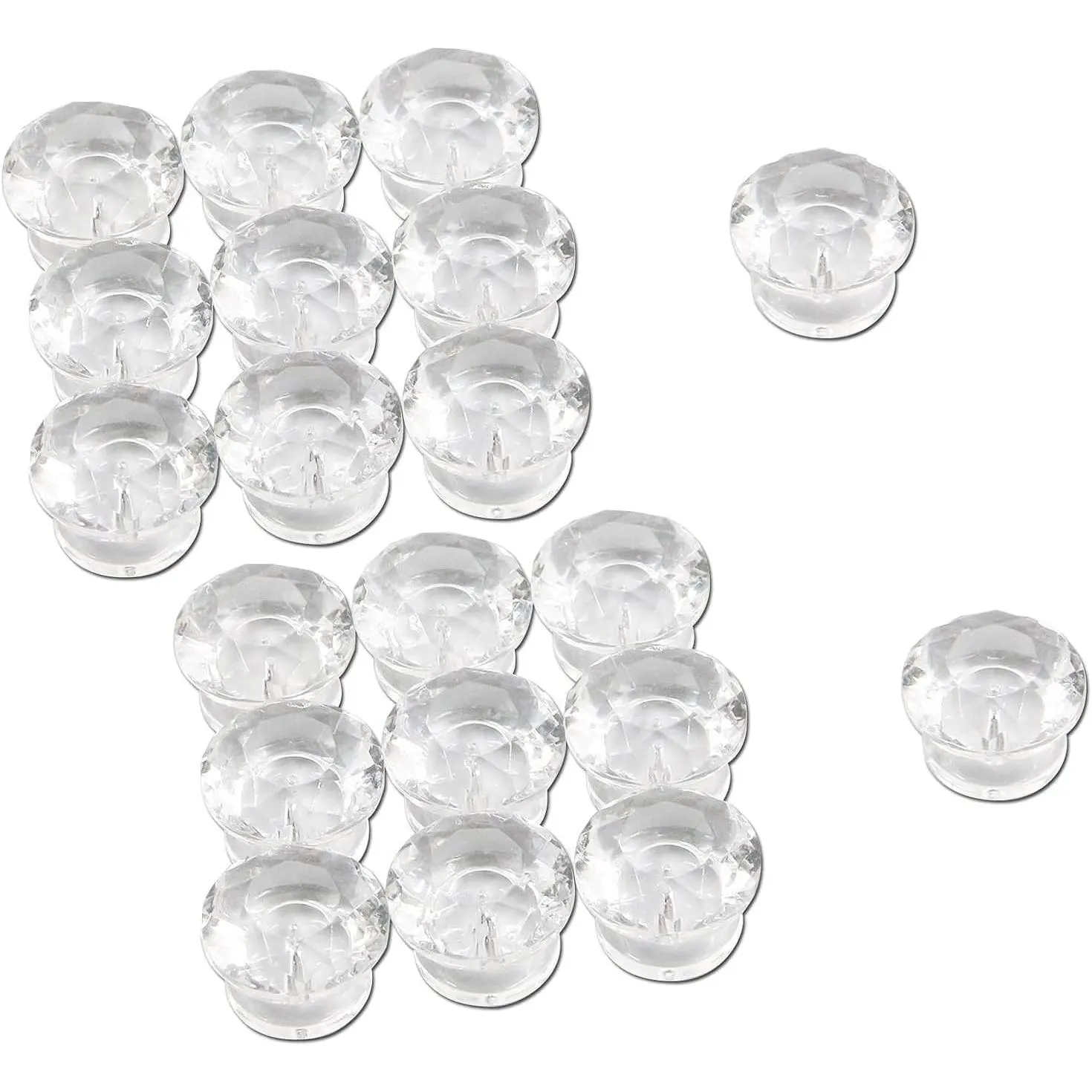 20Pcs 0.7" Mini Diamond-Shaped Clear Acrylic Drawer Pull Knobs