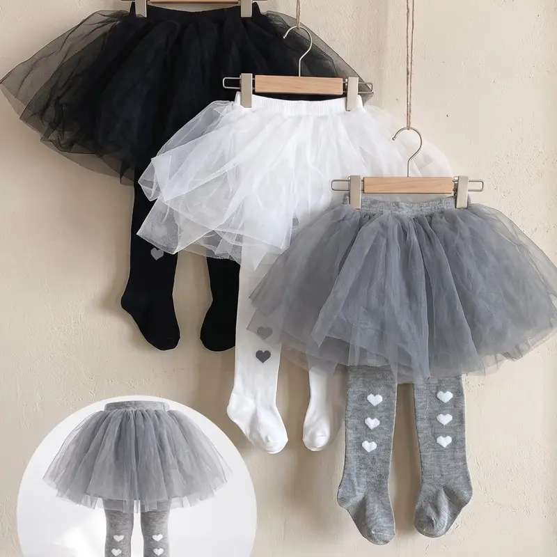 3-Pack Baby Leggings with Skirt, Cute and Simple Design, Perfect for Girls' Daily Wear, All-Season Fitted Casual Clothing