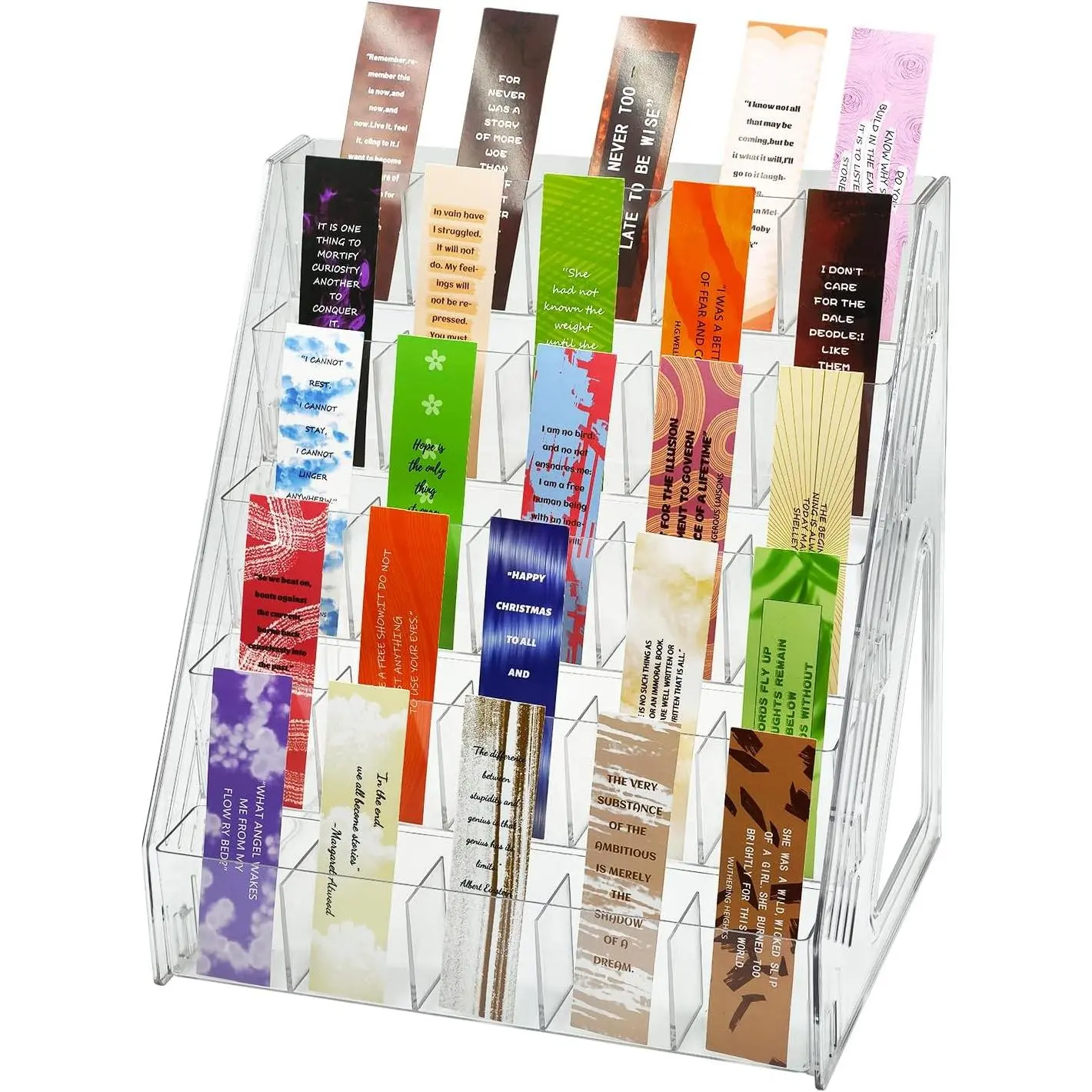 Portable 5-Tier Vendor Display Stand - 25-Pocket Compact Synthetic Holder for Greeting Cards, Stickers, Retailers’ Shop Displays