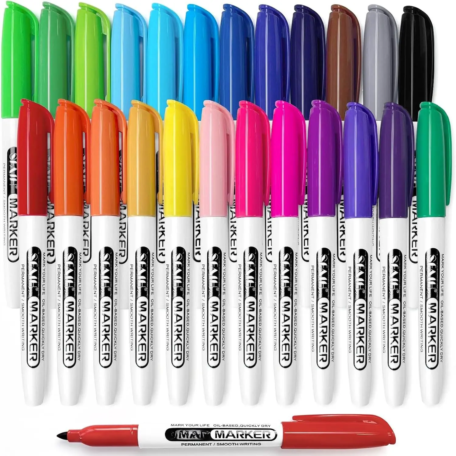 24 Colors Permanent Markers -   Colors, Quick Drying, Fade Resistant, -Based Fine Point Permanent Markers for Paper, Plastic, , Coloring, Drawing Doodling,